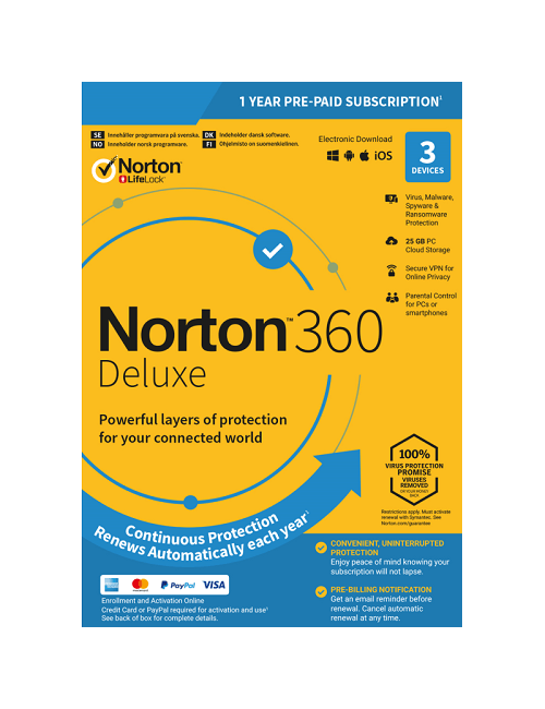 Norton 360 Deluxe - 1-Year / 3-Device - USA/Canada